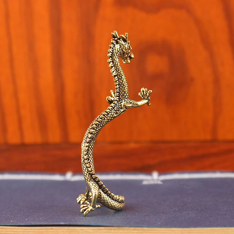 Hot Sale Pure Brass Loong Crafts Ornaments Zodiac Dragon Statue Standing Dragon Decoration Home Decorations