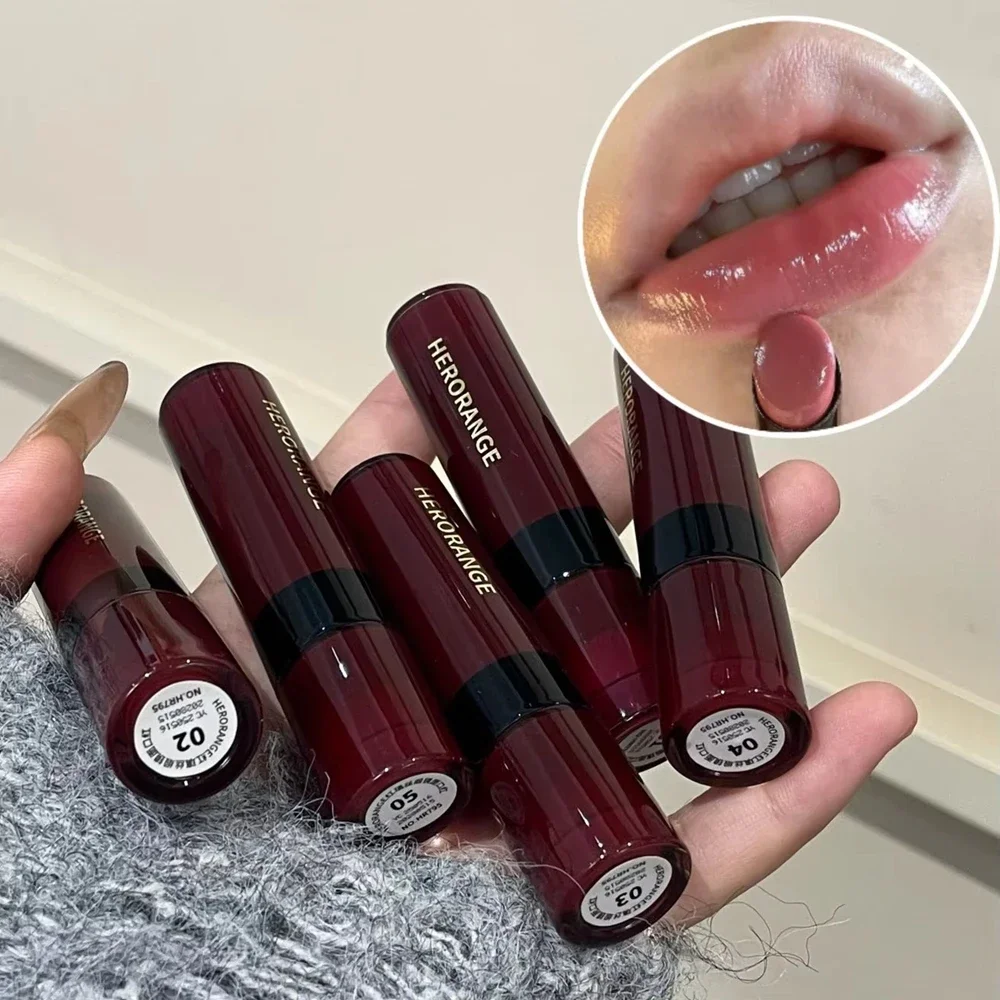 Lipstick Mirror Stain Long-Lasting Shiny Lip Gloss Makeup Moisturizing Nude Brown Jelly Lip Tint Non-stick Clear Pink Lip Glaze