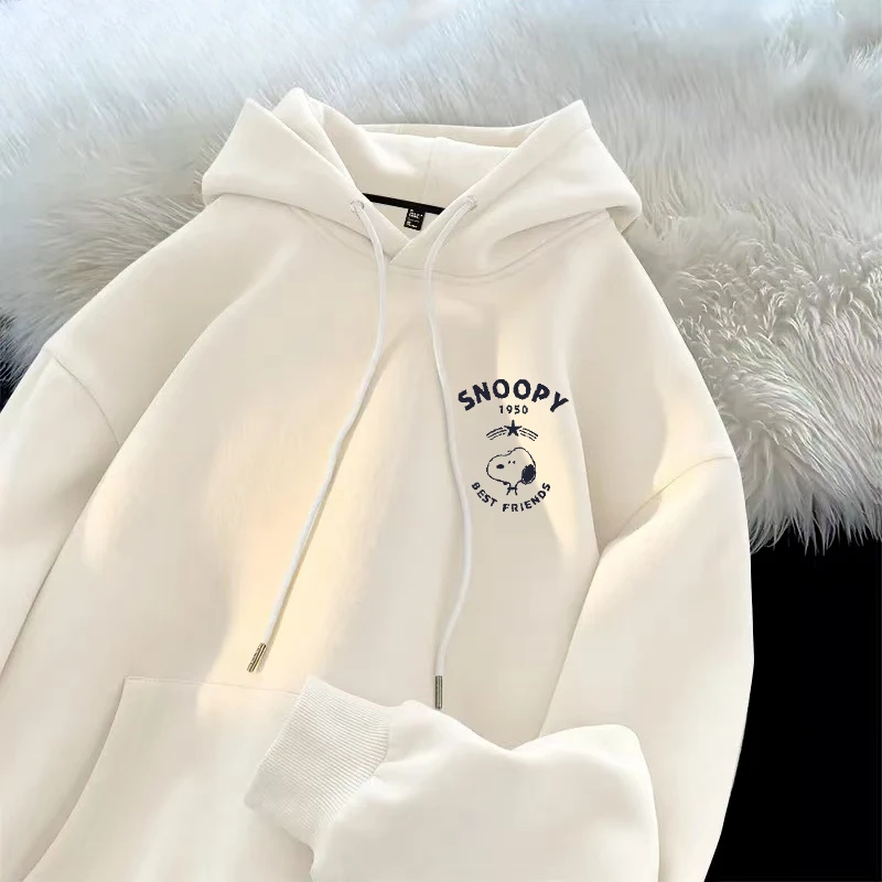 

Peanuts Snoopy anime peripheral loose hooded sweatshirt for autumn and winter couples simple and versatile casual pullover top