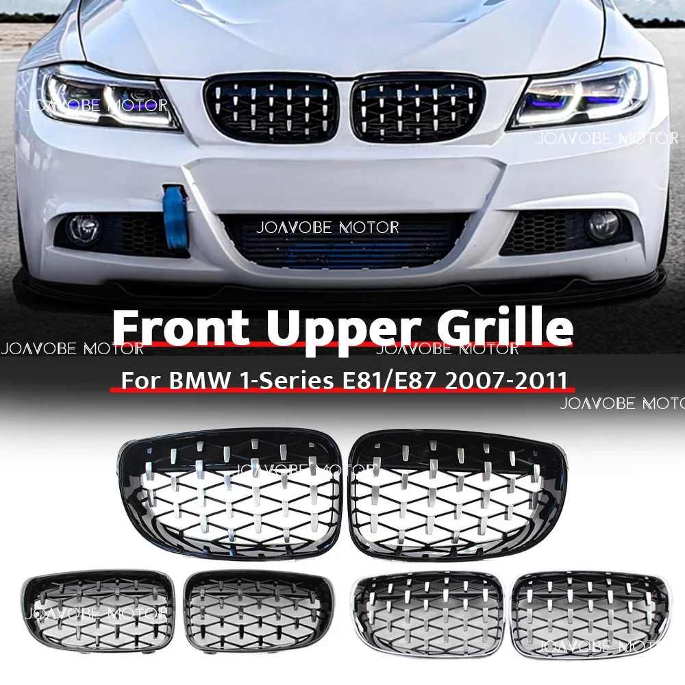 

Chrome Black Chrome Silver Diamond Style Front Bumper Grille For BMW 1-Series 2007-2011 E81 E82 E87 E88