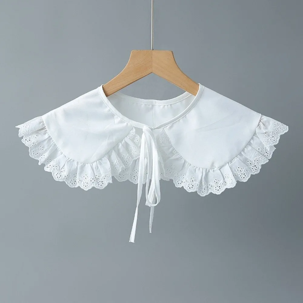 Fashion White Lace Fake Collar Solid Color Vintage Detachable False Collar Casual Chic Style Shoulder Wrap Lapel Design