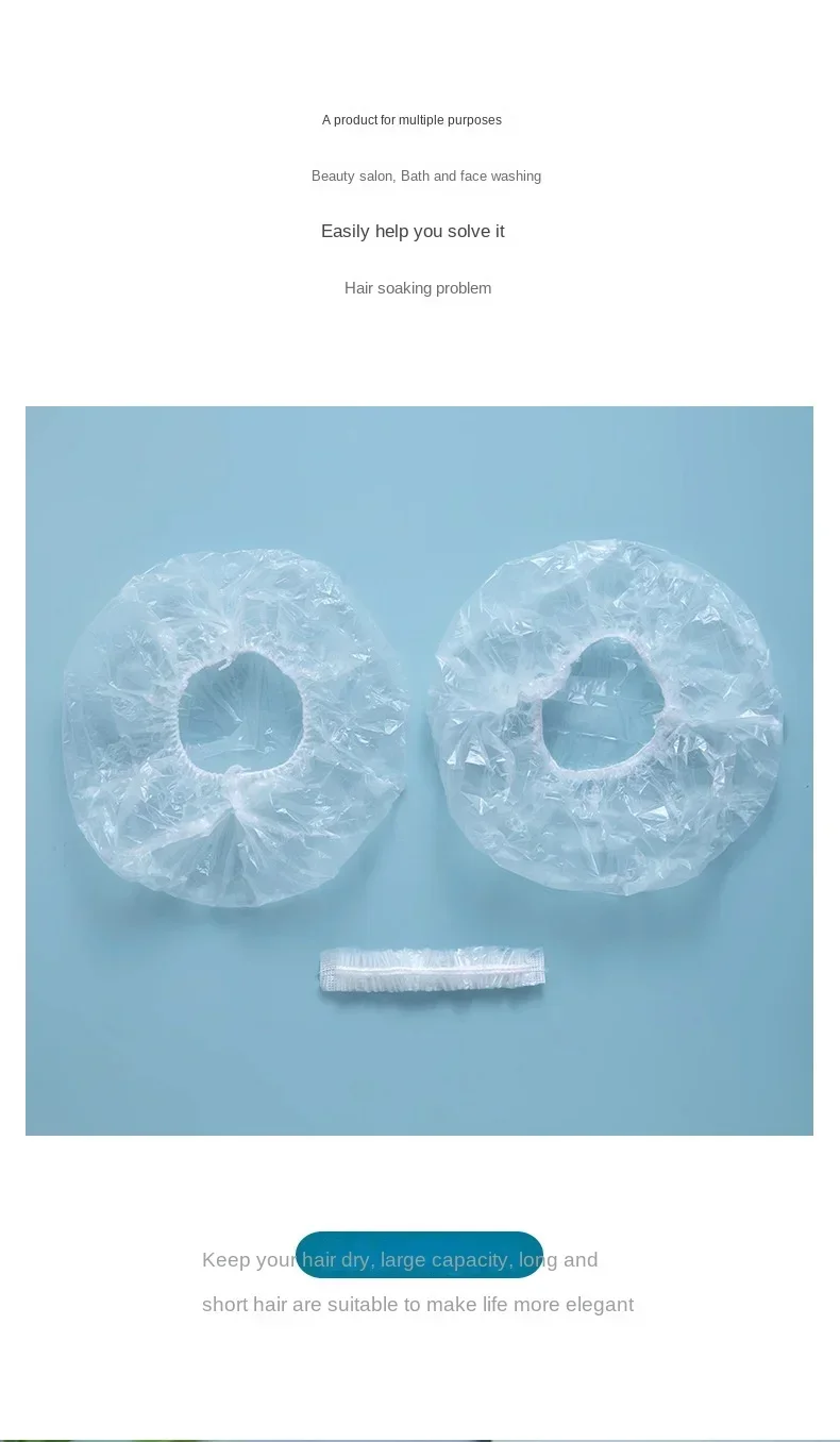Haarfärbe-Einweg-Duschhauben 100 Stück/Set, wasserdichte Kopfbedeckung aus Kunststoff, rosa, für Spa, Salon, Hotel, Damen, elastische Haarkappe, Badezimmer – Detail 2