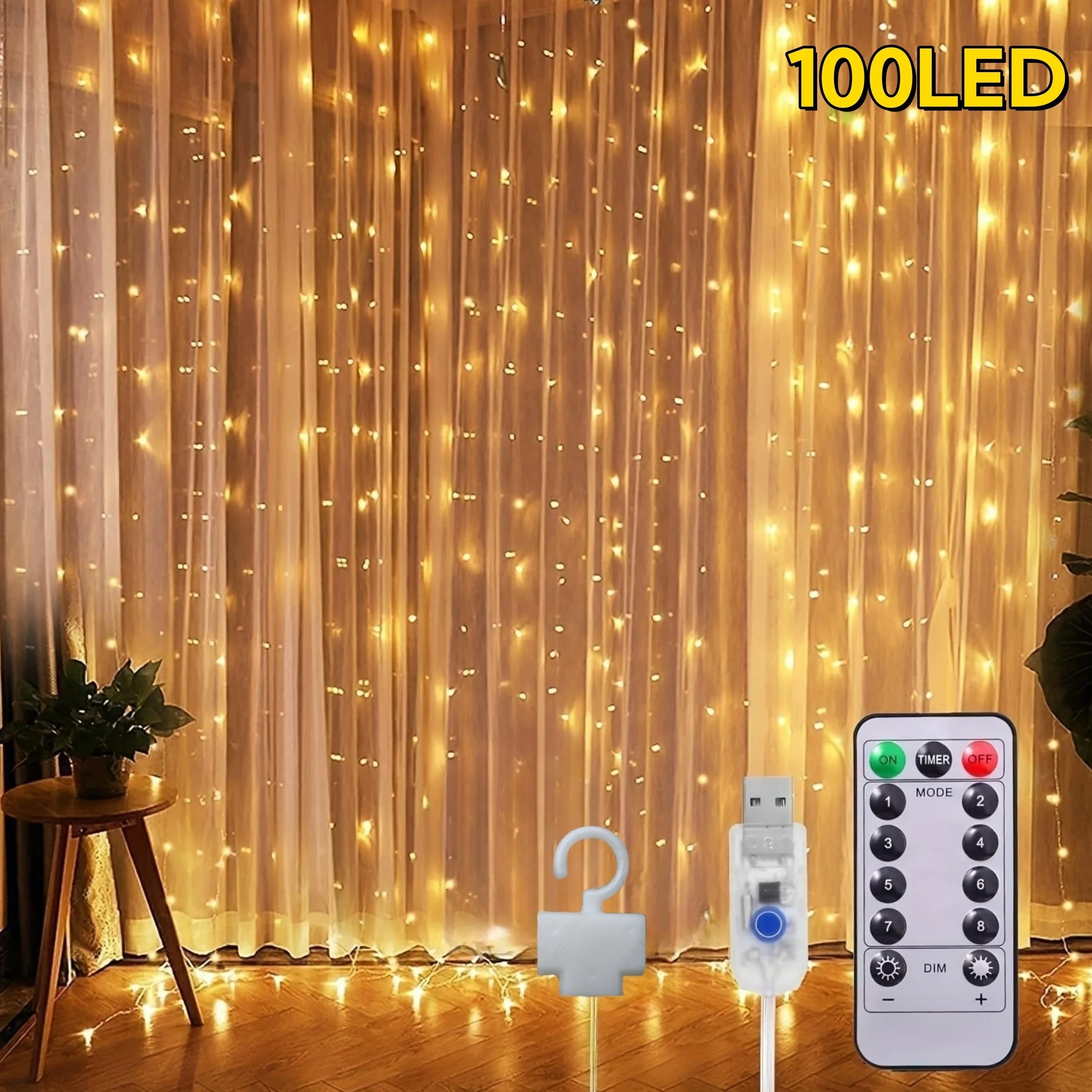 

LED Fairy String Lights Christmas Decor 8 Mode Remote USB Festoon Curtain Lights for Wedding Holiday Home New Year Party Lamp