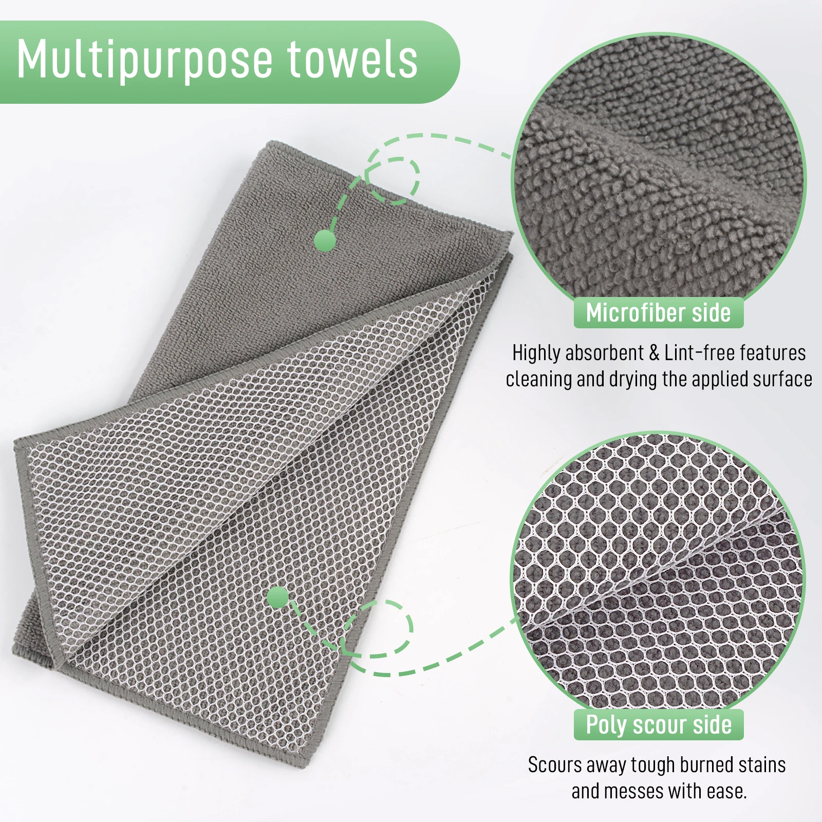 Sinland 300gsm Super Absorbent Household Microfiber Dish Towel Kitchen Rags Dishcloth Cleaning Cloths Hot Sale 30cmx30cm 10 Pack