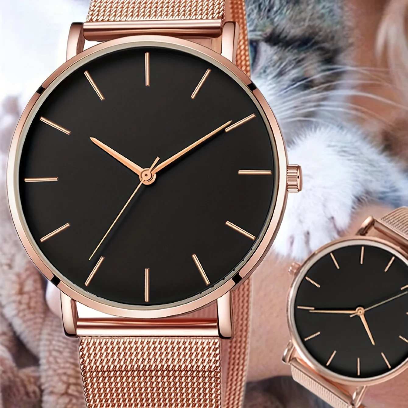 2pcs Stylish & Sophisticated Minimalist Couple Quartz Watches, Perfect Jewelry For Men And Women