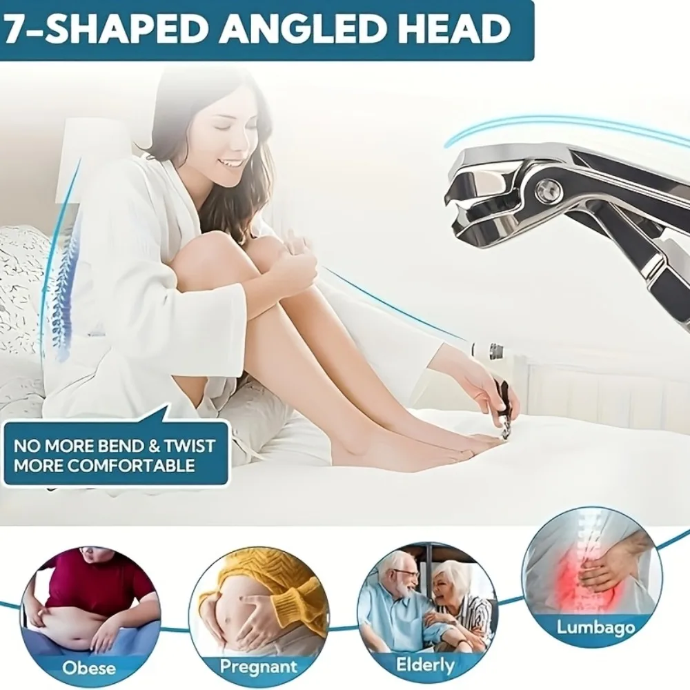 ​Anti Splash Nail Clippers Long Handle Professional Manicure Tool Stainless Steel Toenail Cutter with Wide Jaw Opening​ ﻿