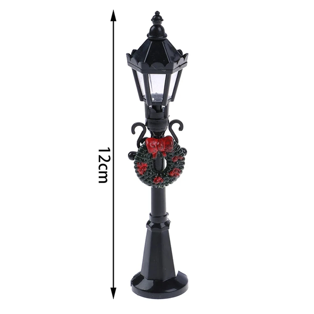 2Pcs 1/12 Dollhouse Miniature Christmas Park Street Lamp & Bench Doll Garden Decor Garden Furniture Miniature Decor Toy jasmine