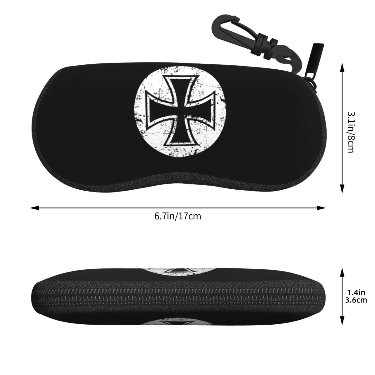 Custom Templar Knight German Iron Cross Sunglasses Soft Case Zipper Germany Flag Shell Eyeglass Case Protective Box For Glasses