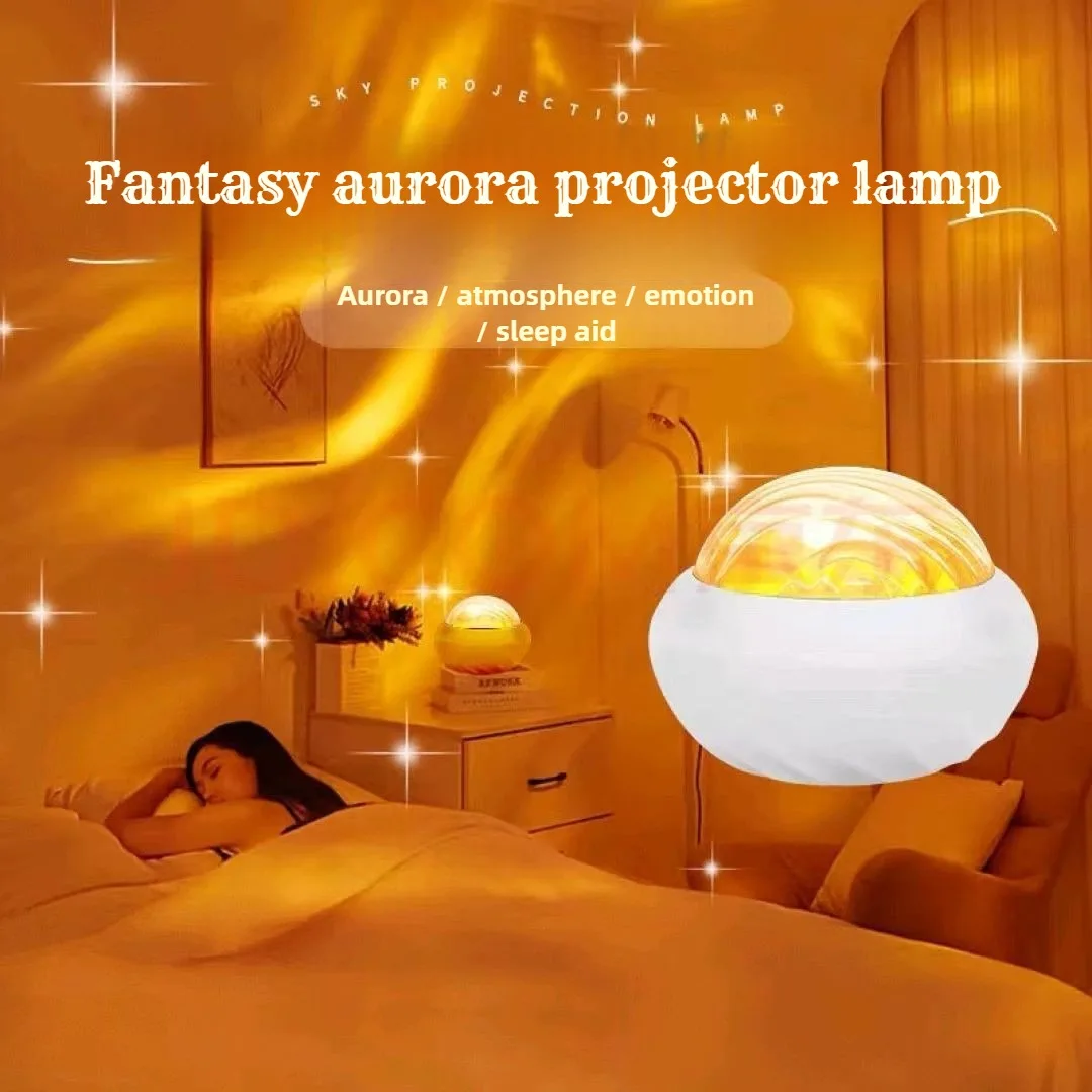 

Волна воды Звездный свет проектора с 7-цветными узорами и пультом дистанционного управления, Полярный ночник проектора для атмосферы спальни