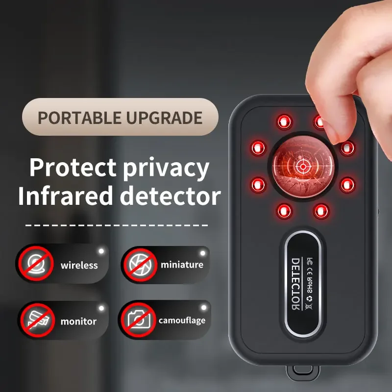 Mini tragbare versteckte Kamera Detektor Anti Candid Cam Objektiv RF LED Infrarot Signal Scanner Spion Camcorder Wireless Bug Alarm Finder