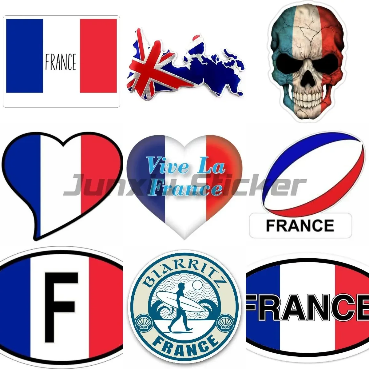

Funny France French Paris France Country Tricolor Flag Cartoon Decal Motorcycle Windows Laptop Decal Accessories