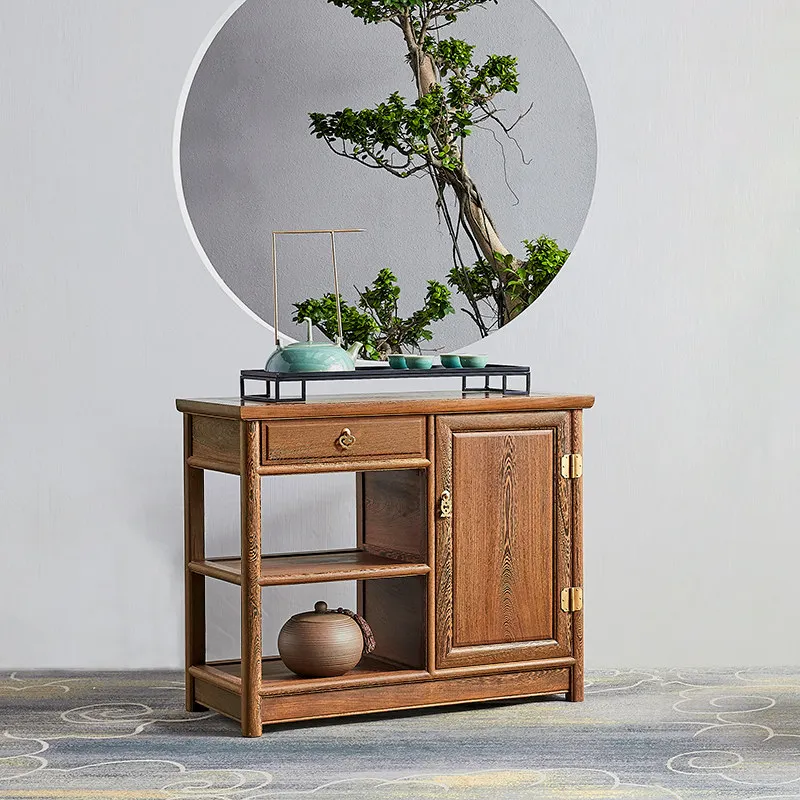 Furniture chicken wing wood dining side cabinet rack Chinese antique all solid wood tea cabinet simple cupboard locker