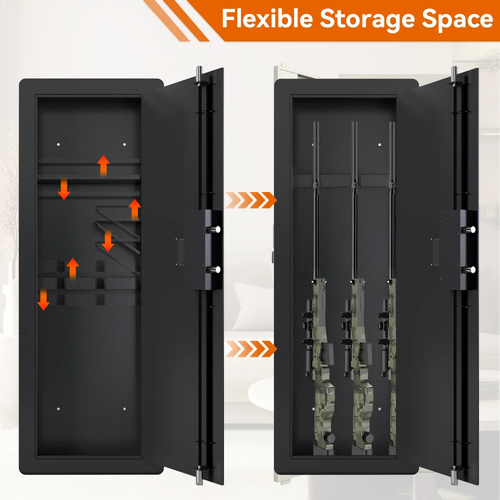 Caja fuerte para pistola de pared para el hogar, cajas fuertes para armas y armarios, caja fuerte para Rifle de acceso rápido con estante extraíble y teclado Digital