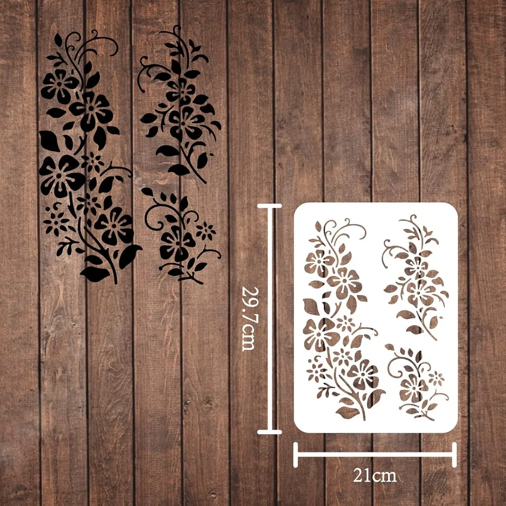 Flowers Stencils 11.7x8.3 Inch/29.7x21cm Bunch of Blooms Template Wild Flower Stencils Reusable DIY Art and Craft Stencils