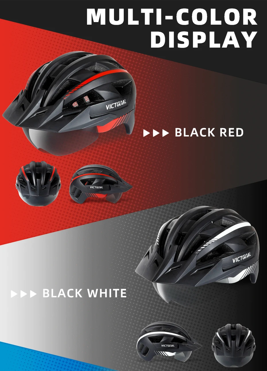 VICTGOOL Fahrradhelm für Männer Sonnenblende Goggles Radfahren Helm LED USB Licht Magnetische Linse MTB Rennrad Helme Sicherheit – Detail 19