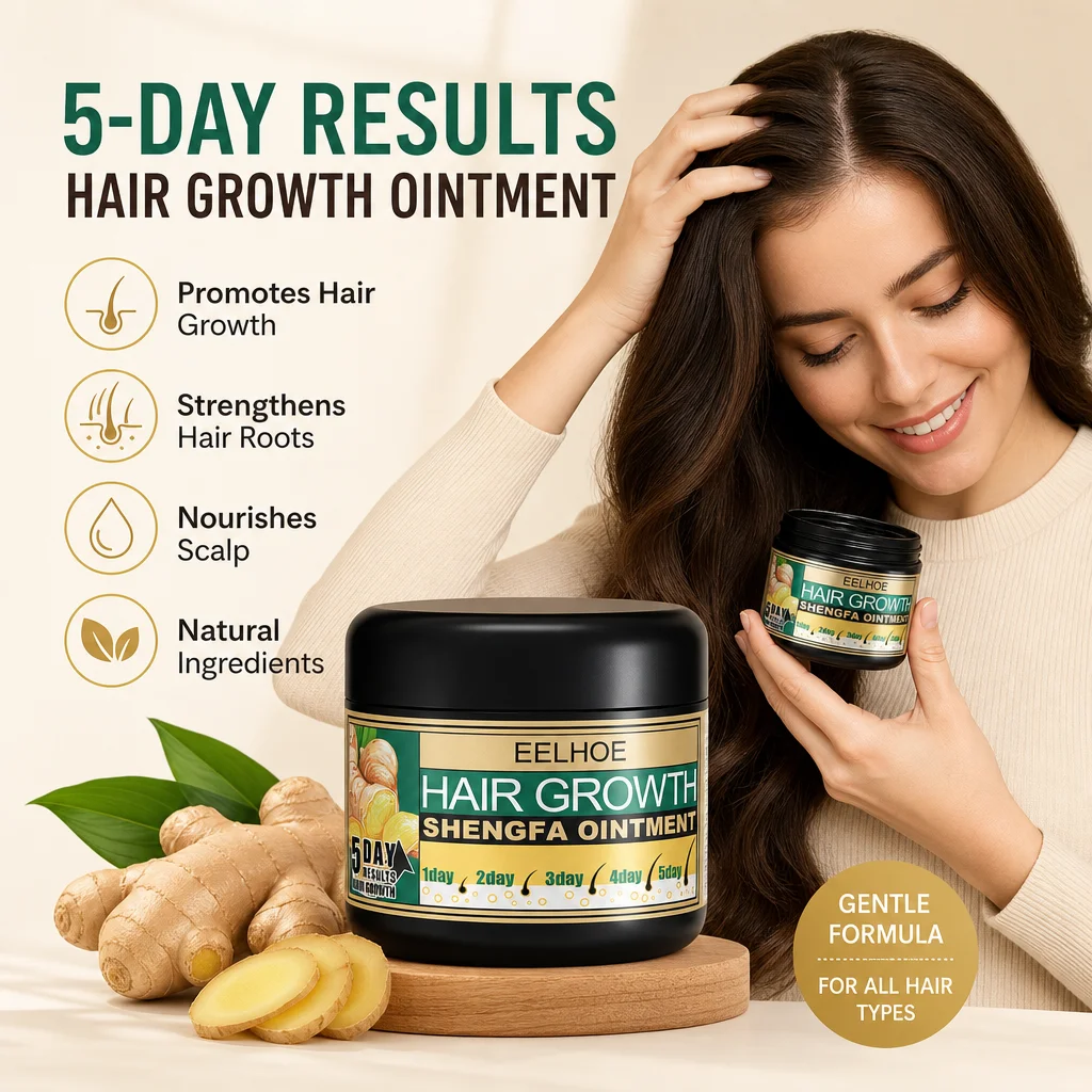 5 Days Ginger Hair Growth Ointment Jojoba Oil Vit E Collagen Nourish Scalp Strengthen Roots Improve Thin Sparse Hair Cream