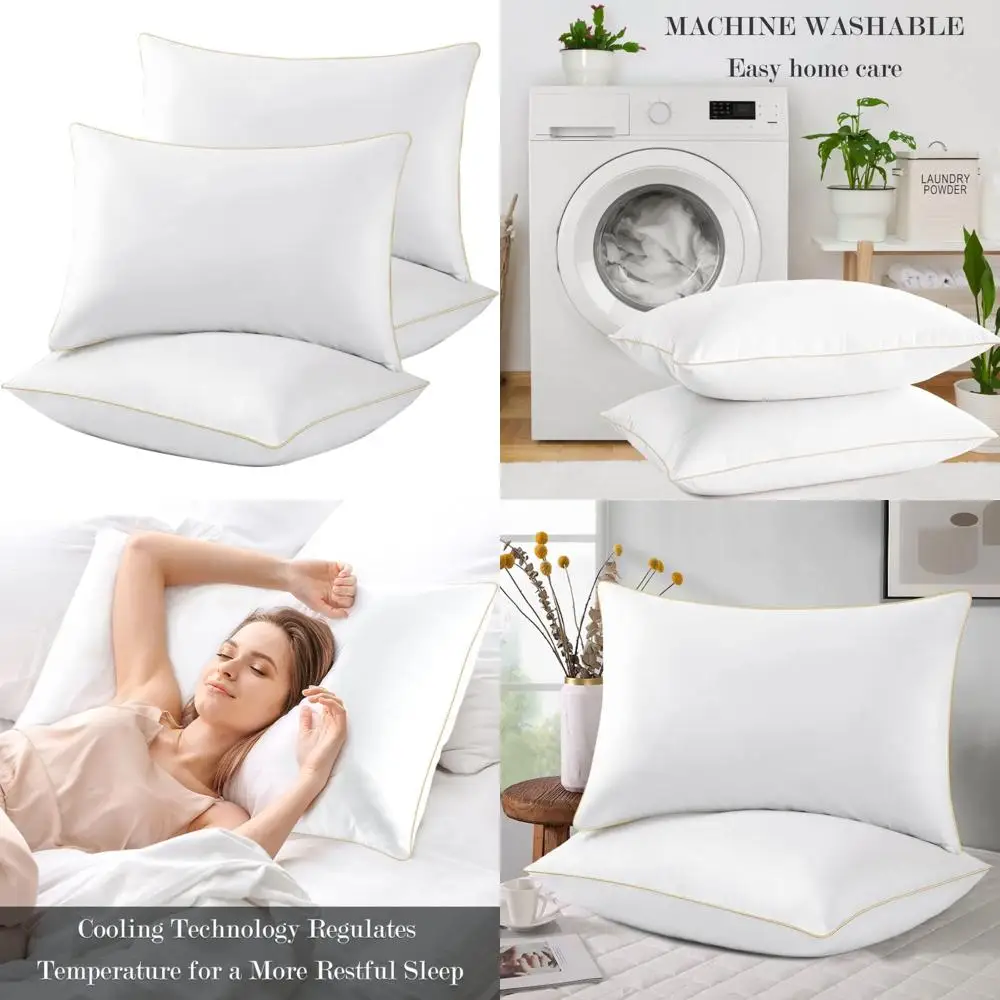 

4-Pack Queen Size Pillows - Premium Hotel-Style Down Alternative for Comfortable Sleep