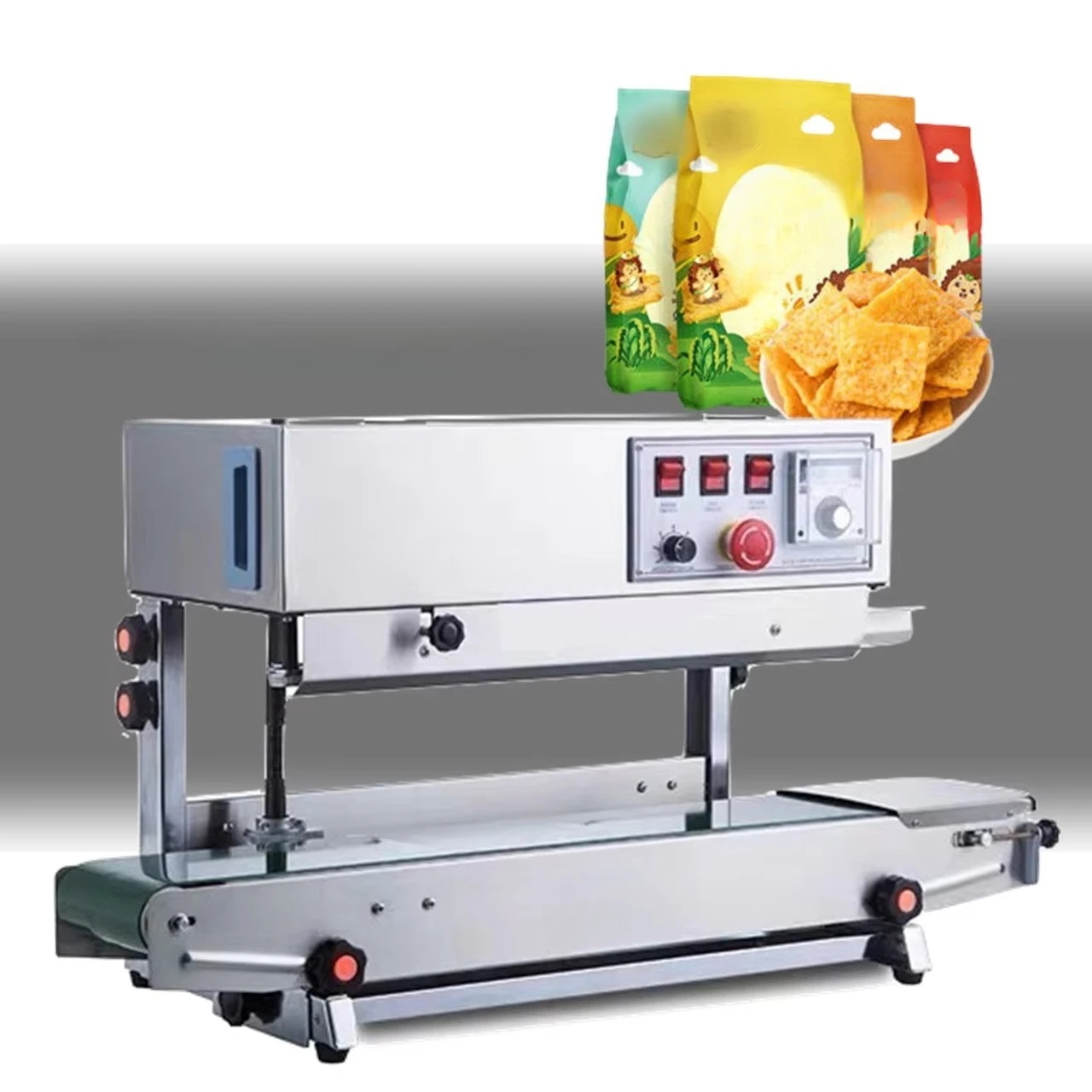 Vertical Automatic Continuous Band Plastic Bag Heat Sealer Machine with Date Printing