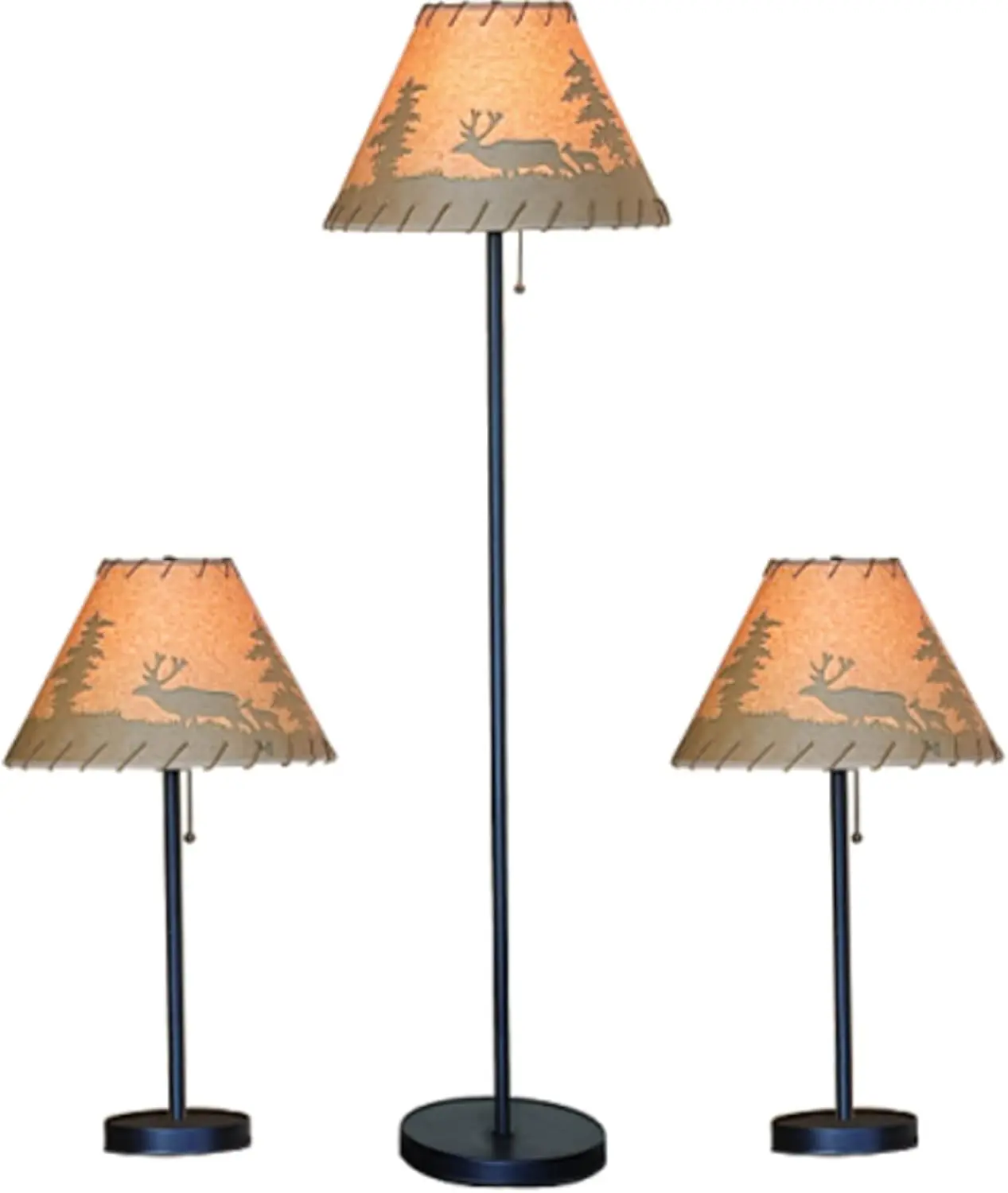 Catalina Lighting 19908-000 Rustic Cabin Lodge 3-Piece Table & Floor Lamp Set, LED Bulb NOT Included, 58