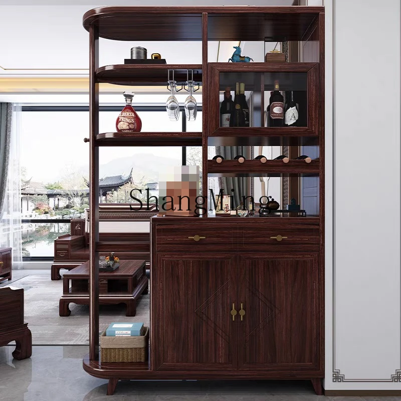 

ZYY living room partition new Chinese ebony multi-functional floor shoe cabinet solid wood screen storage cabinet