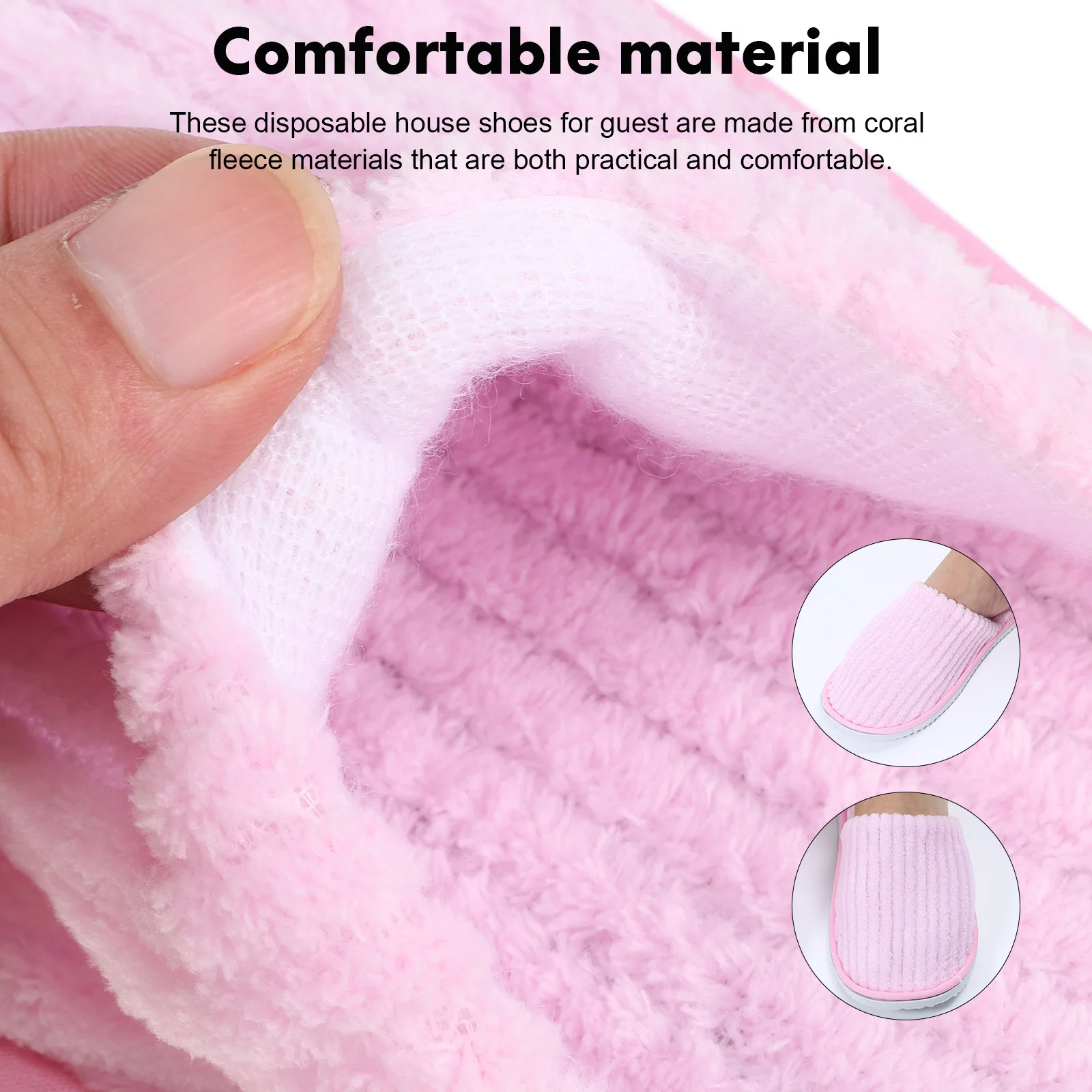 

12Pairs Anti Slip Disposable Slippers Hotel Guest Shoes Coral Fleece Travel Spa Bathroom Home Use Disposable Slippers