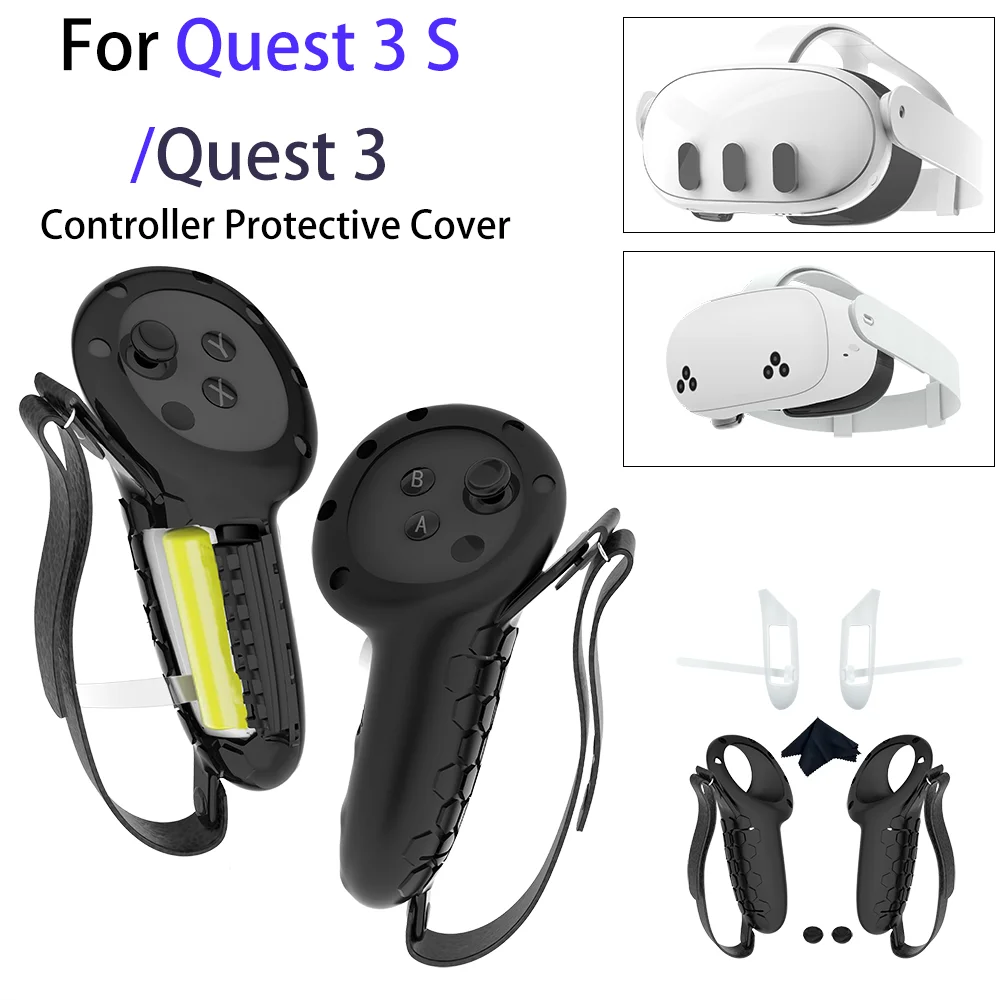 Manchon de protection pour Meta Quest 3, Quest 3s, accessoires VR, capuchon de poignée de contrôleur, housse de poignée, silicone, protection complète