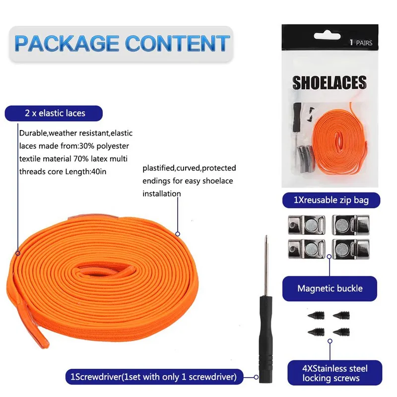 묶음없는 마그네틱 잠금 신발끈, 탄성 끈, 스니커즈, 넥타이 없음, 신발끈, 어린이, 성인 플랫 신발끈, 원 사이즈, 모든 신발에 적합
