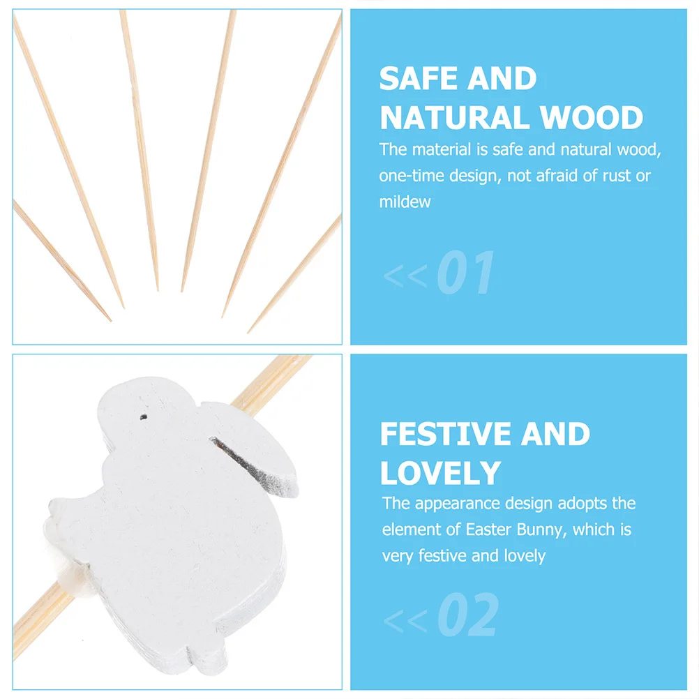 

200 шт., выбор для торта с кроликом, деревянные палочки для фруктов, креативные пасхальные вечеринки, десерты, выбор еды, коктейльные зубочистки, вставки для торта для вечеринок