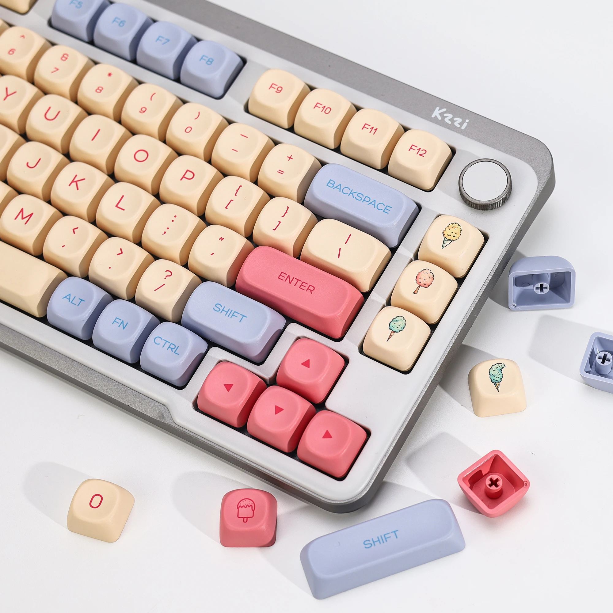 

KBDiy Cute Marshmallow Theme Keycaps KOA MOA Profile PBT ISO Keycaps Custom For MX Switch 60% Gaming Mechanical Keyboard Key Cap