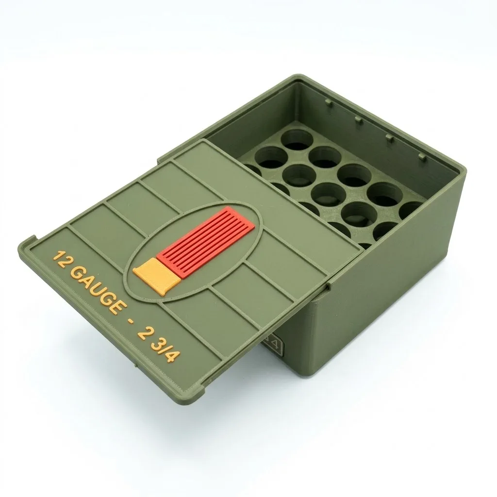 Munitionsbox für 12er Kaliber, 2-3/4 Zoll, Fassungsvermögen für 25 Patronen (ohne Munitionskugeln) ﻿ – Detail 2