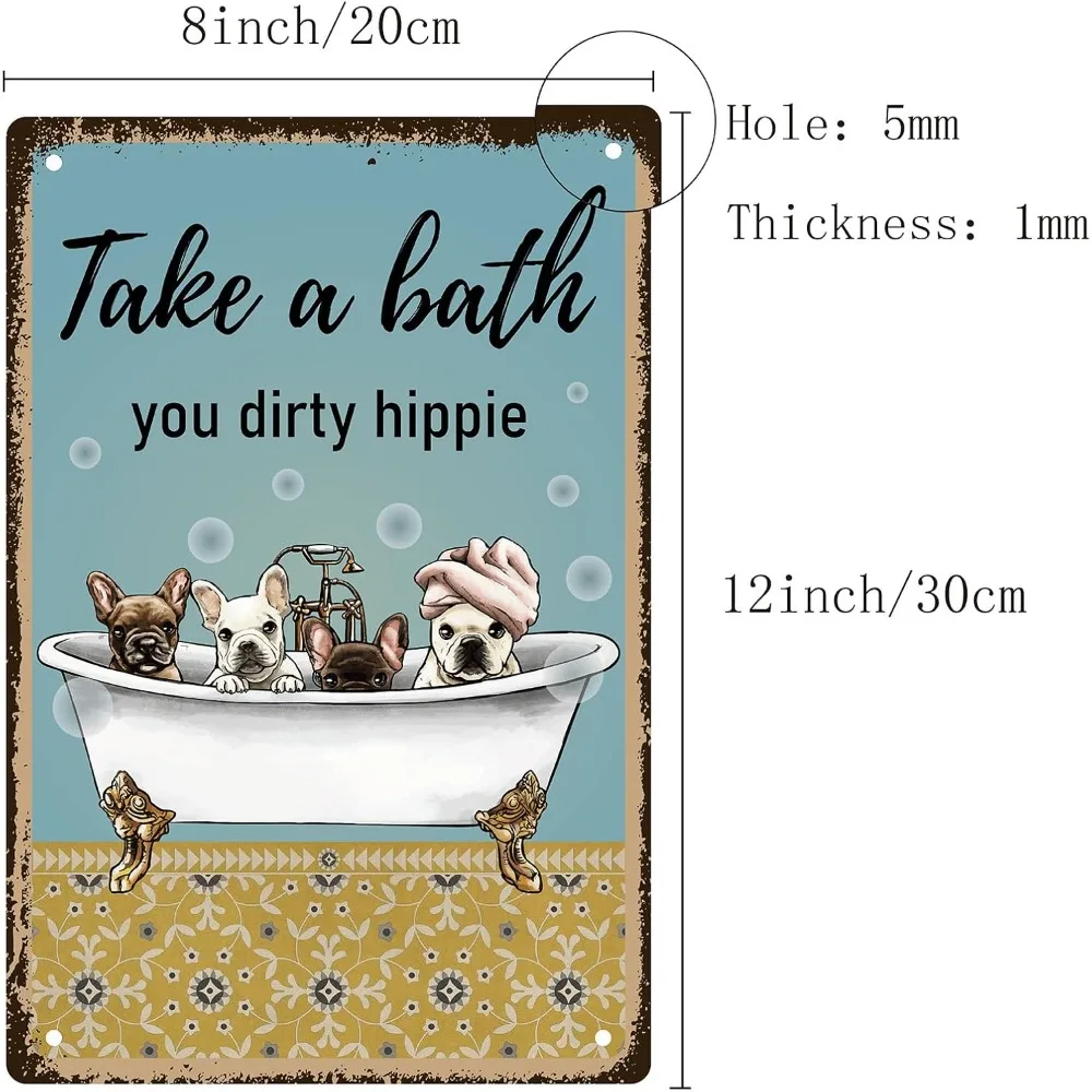 Take A bath You Dirty Hippie Tin Sign Dogs Metal Signs Vintage Plaques Retro Posters Decor Gallery Wall Art Print making kit