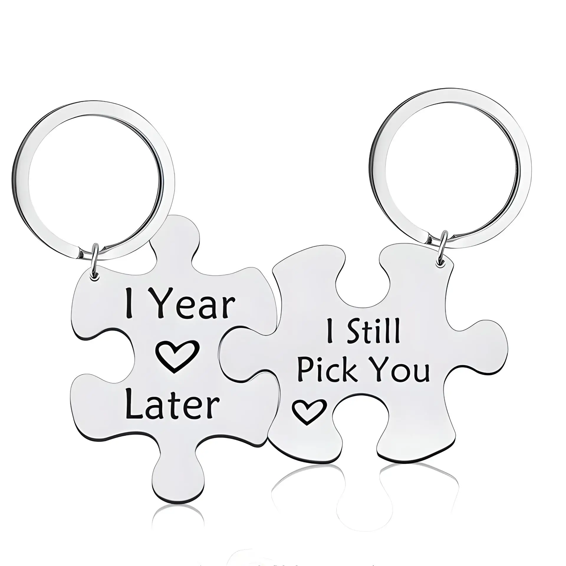 2pcs Jigsaw Keychain Couple Keychain I StillPick You/l Year Later Hanging Decoration Keychain Simple