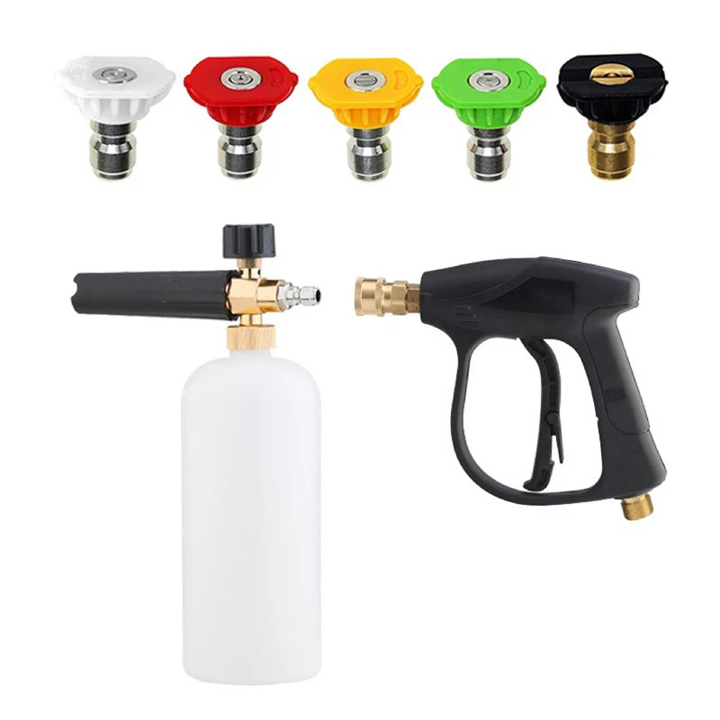 pose Pressure Washer Short Gun Foam Cannon Combo 5 Nozzle M2.2-1.4cm/M0.86-0.55inch Connector 1L Capacity for Car/Patio Cleaning
