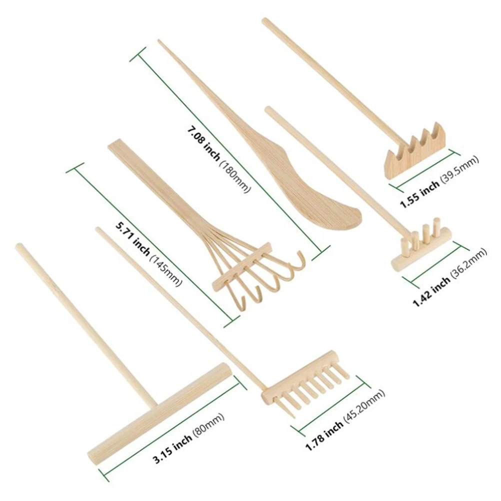 

12 Pcs Wooden Rake Set Sand Table Tools Garden Decorative Rakes Accessories for Ashes Sandbox Bamboo Small Beds