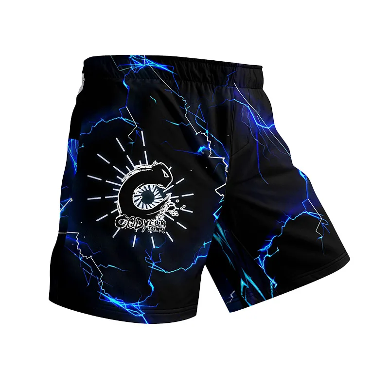 Cody Lundin Men's MMA Fighting Training Trunks Custom Logo BJJ Muay Thai Breathable Sublimation Print Side Split Sport Shorts