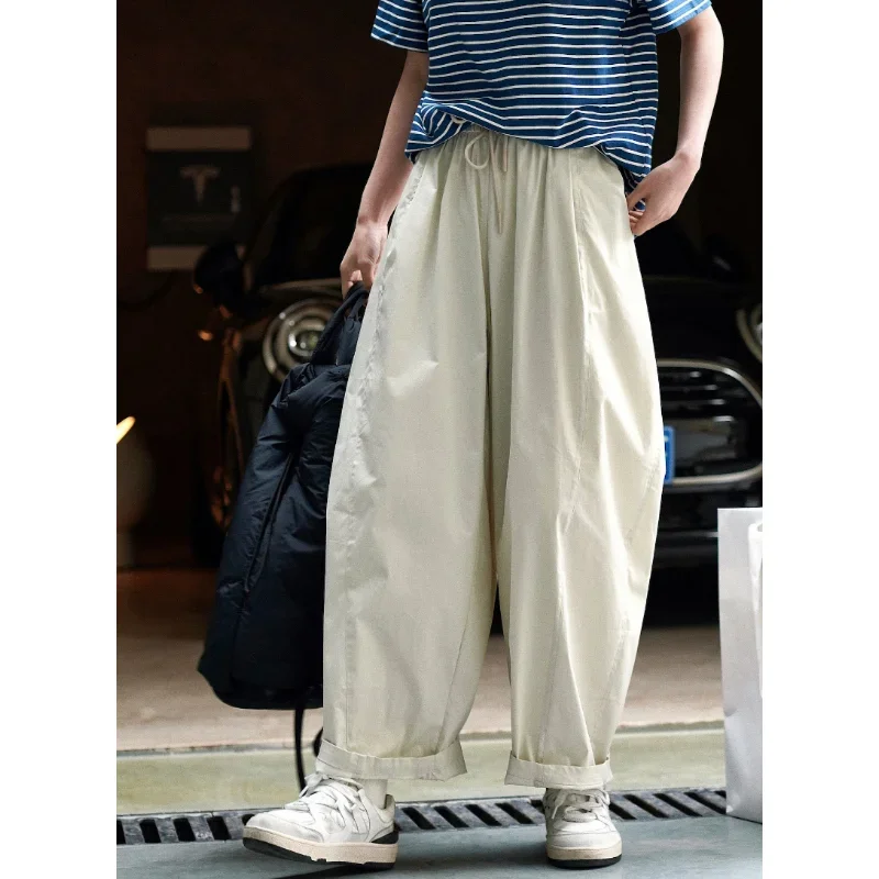 Sunscreen Trousers Wide-leg Casual Pants Women Loose Thin Summer Lazy Arc-shaped Slim High Waist ArmyGreen Apricot Cool Clothes