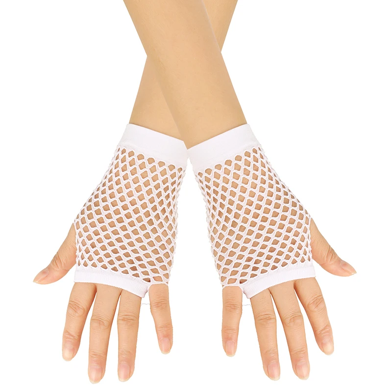 2PCS 10cm Girls Short Fishnet Net Gloves Fingerless Web Design Rock Inspired Night Club Party Arm Warmers Appealing Gloves Vogue