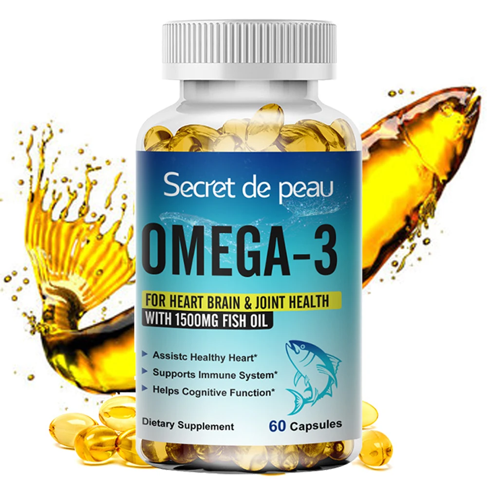 Secret De Peau Omega 3 Fish Oil Supplement Capsules For Joints & Skin & Heart Health Boost Immune System Brain & Memory Health