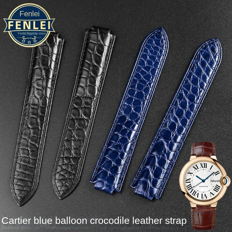 Crocodile Leather Watch Strap for Cartier Blue Balloon WSBB0025 69012Z4 Men 42mm Women Watchband 18x11 20x12 22x14m Screw buckle