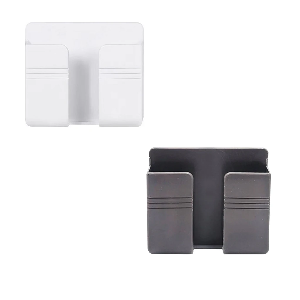 

Remote Controller Box Wall Mounted Plastic Phone Charging Holder Punch-free Mobile Organizer White