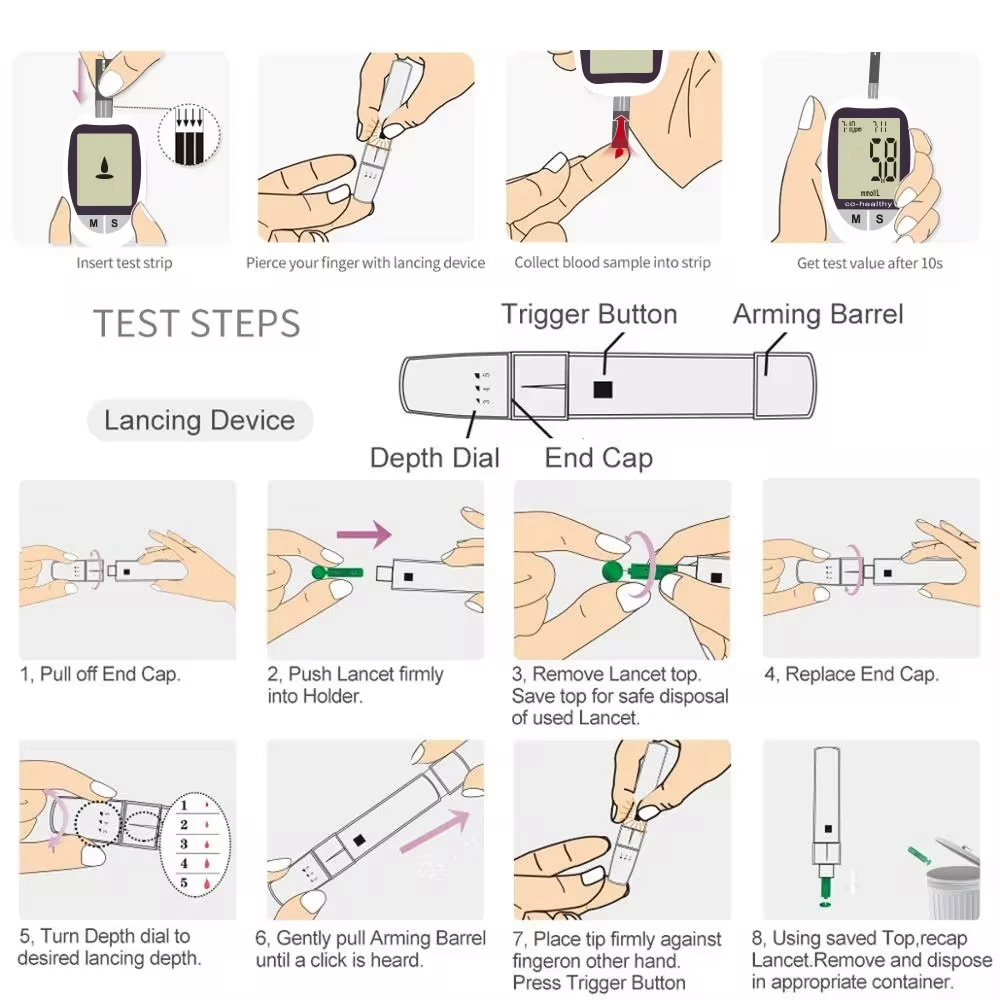 WF Blood Glucose Meter Diabetes Testing Kit Diabetes Lancet Machine Blood Sugar Meter Glucometer 50 Test Strips