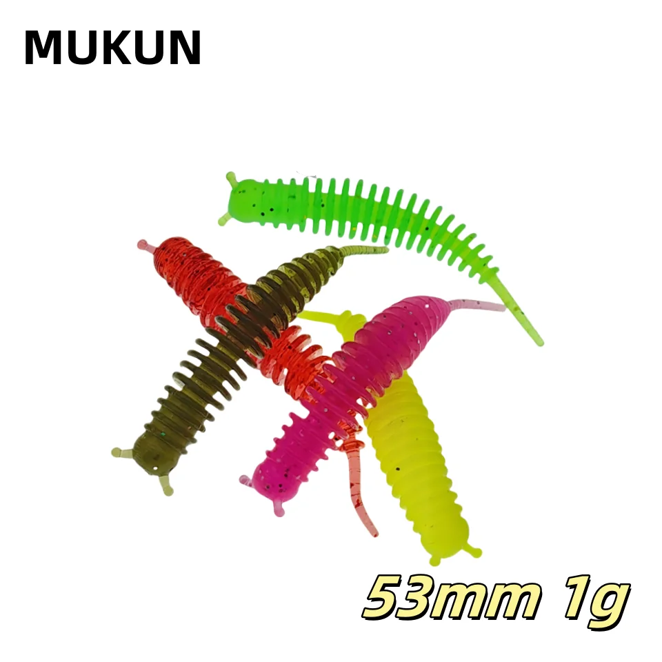 MUKUN 20pcs worm bait soft bait 53mm 1g  fishing lures Smell  Soft Silicone Fishing Lure