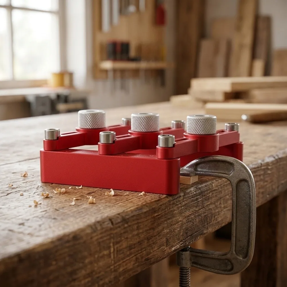 90 Degree Self Centering Doweling Jig With Replaceable Drill Bushes For Woodworking Straight Hole Drilling And Furniture