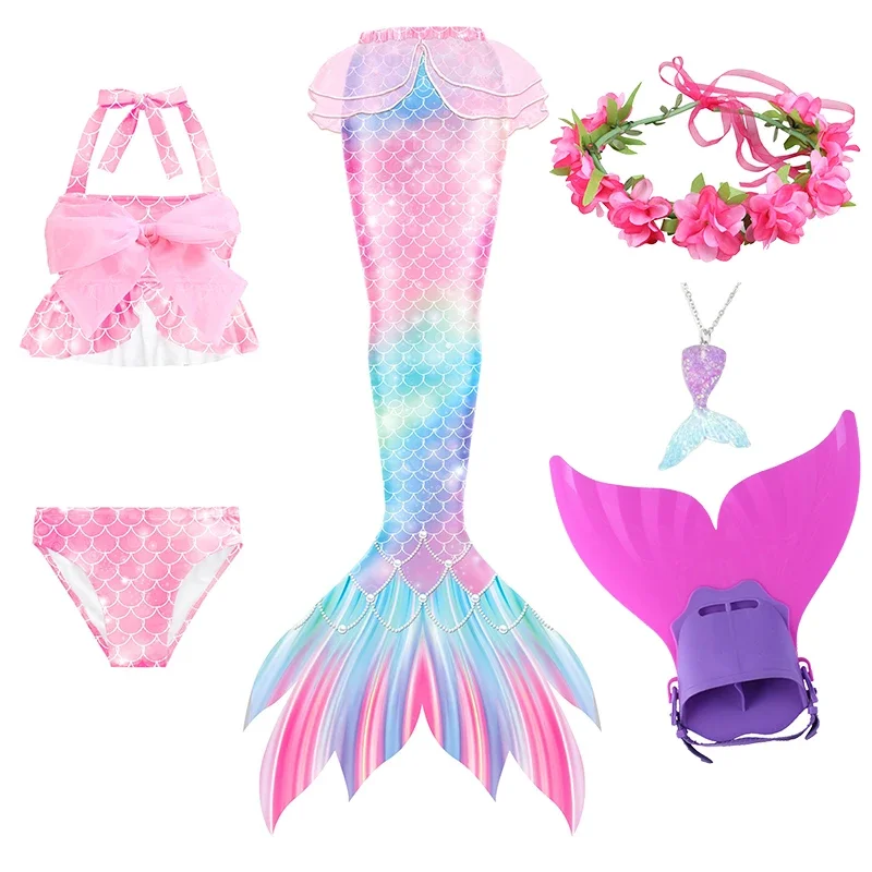 Meerjungfrau Schwanz Badeanzug für Mädchen Cosplay Kostüm für Kinder Halloween Bikini Schwimmen Mono flosse Kinder kleine Meerjungfrau Kostüme