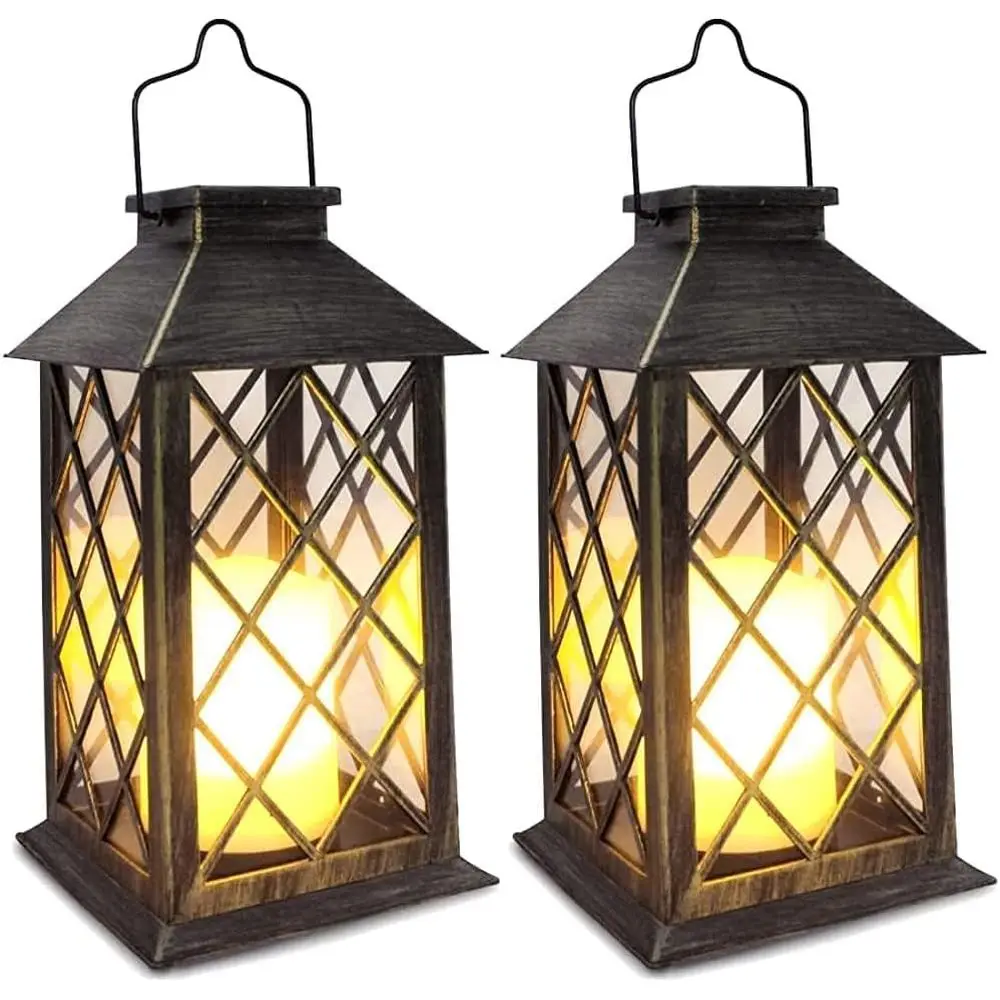 

r Lantern,Outdoor Garden Hanging Lanterns,2 Pack 14 Inch Lasts 3X Longer 10 lumens Waterproo LED lickering lamelCandle Mission L