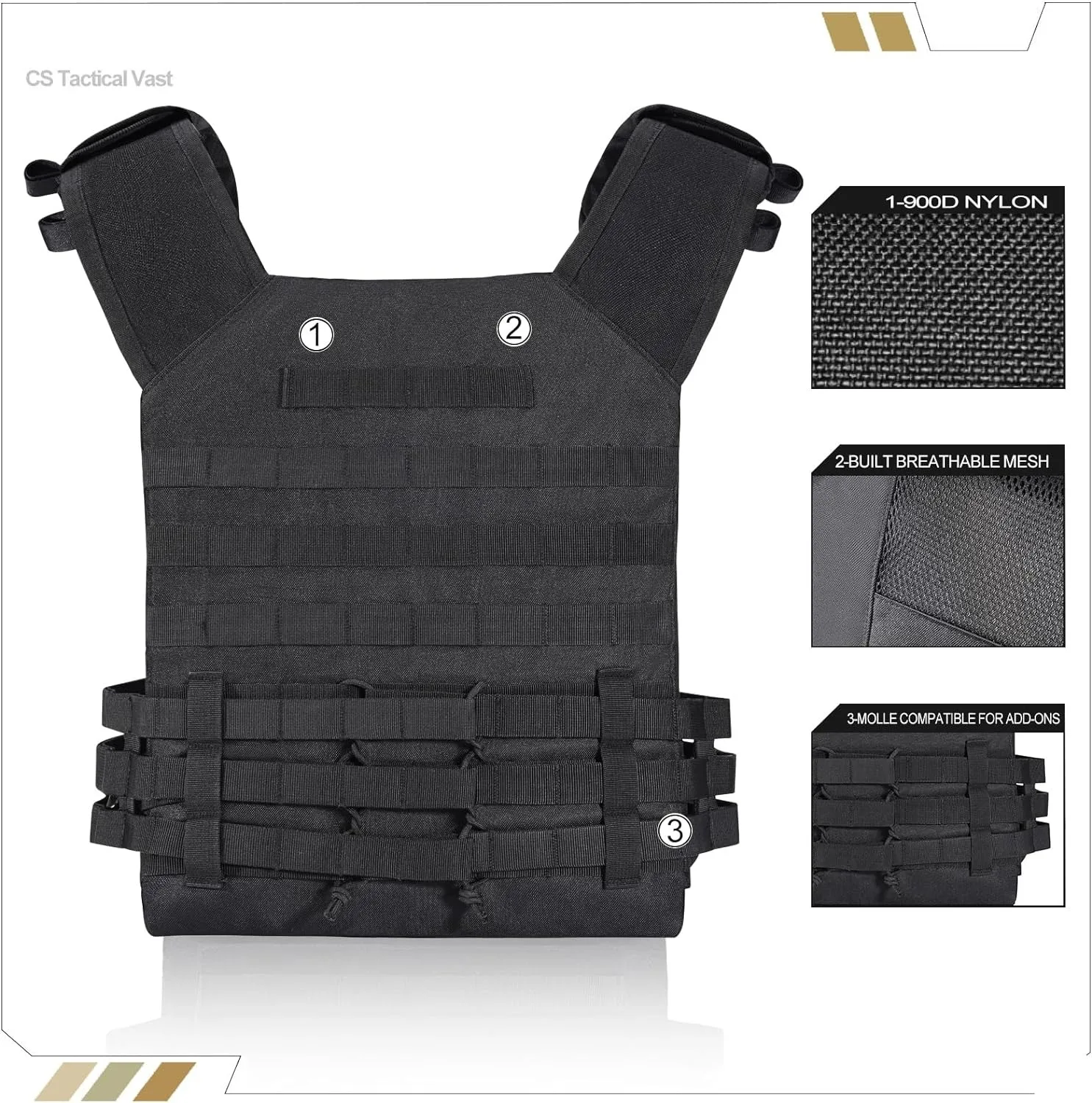 600D Nylon Tactical Outdoors Vest,Fully Adjustable Breathable,Lightweight Modular Paintball Police Airsoft Vest