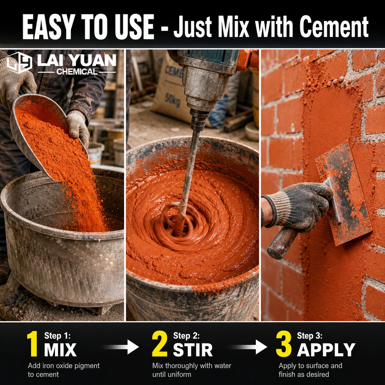 100g Iron Oxide Pigment Powder Multiple Vibrant Colors for Concrete Cement Floor Tile Pavement DIY Paint Coating High Purity