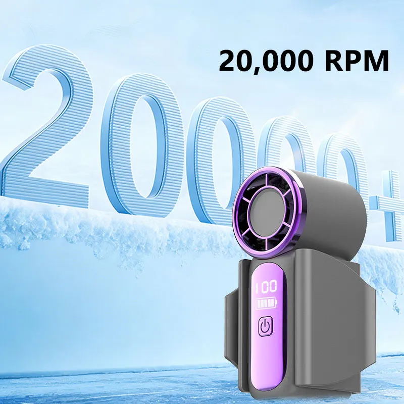 USB Rechargeable Mini Handheld Fan Ultra Quiet Digital Display Small Electric Fan Powerful Wind for Concert Travel OfficeCooling