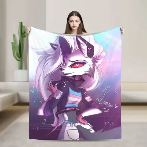 Sexy Loona Blanket Cover Fleece Helluva Boss Anime Soft Throw Blankets for Airplane Travel Bed Rug