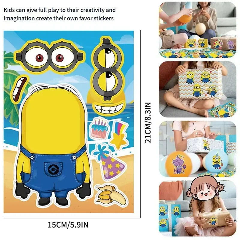 

Minions Toys Make A Face Stickers DIY Cartoon Kids Puzzle Assemble Toy Children Game Parent-child interactive puzzle puzzle